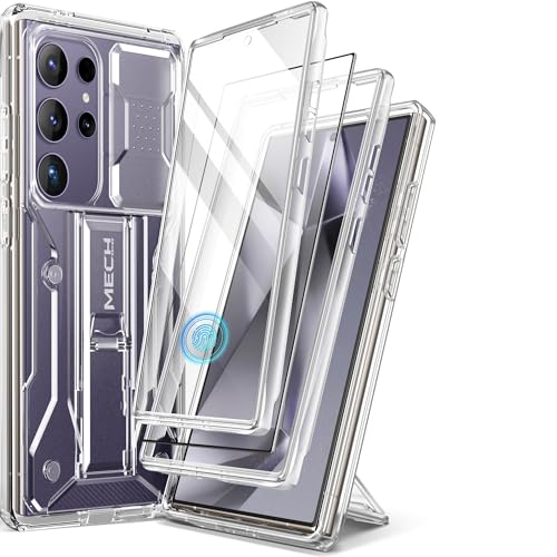 Tongate Kompatibel mit Samsung Galaxy S24 Ultra Hülle,[Slide Kameraabdeckung & Displayschutz] [2 vordere Rahmen] Militärstandard Stoßfeste Handyhülle mit Kickstand & Gürtelclip 6,8 Zoll, Clear von Tongate