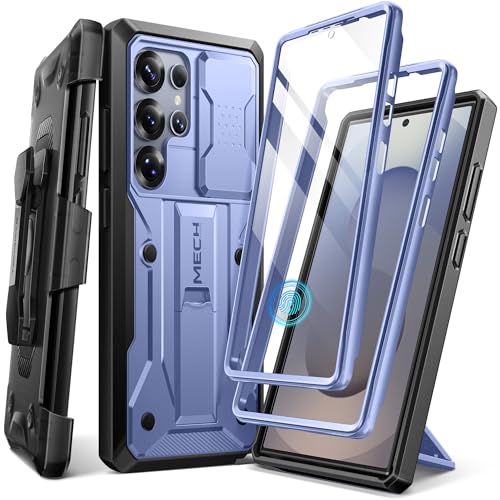 Tongate Kompatibel mit Samsung Galaxy S25 Ultra Hülle,[Slide Kameraabdeckung & Displayschutz] [2 vordere Rahmen] Robuste Stoßfeste S25 Ultra Handyhülle mit Kickstand & Gürtelclip Halterung, TiLila von Tongate