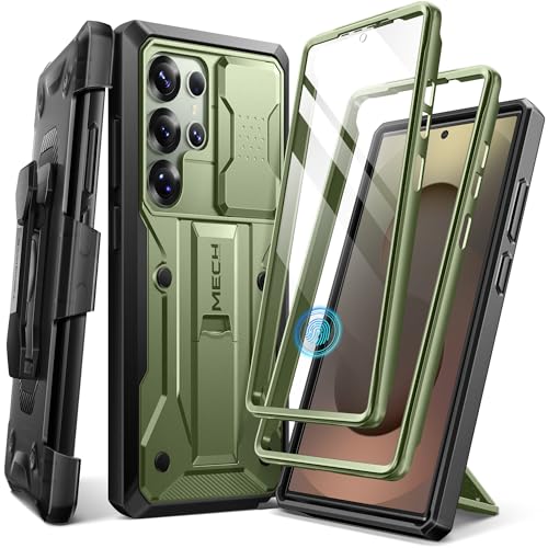 Tongate Kompatibel mit Samsung Galaxy S25 Ultra Hülle,[Slide Kameraabdeckung & Displayschutz] [2 vordere Rahmen] Robuste Stoßfeste S25 Ultra Handyhülle mit Kickstand & Gürtelclip Halterung, Grün von Tongate