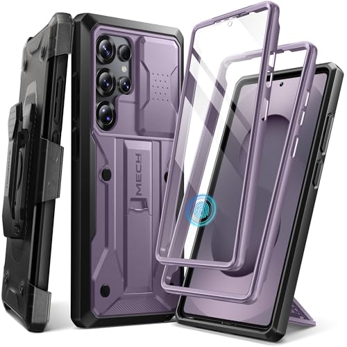 TONGATE Kompatibel mit Samsung Galaxy S25 Ultra Hülle,[Slide Kameraabdeckung & Displayschutz] [2 vordere Rahmen] Robuste Stoßfeste S25 Ultra Hülle mit Kickstand & Gürtelclip Halterung, Hellviolett von Tongate