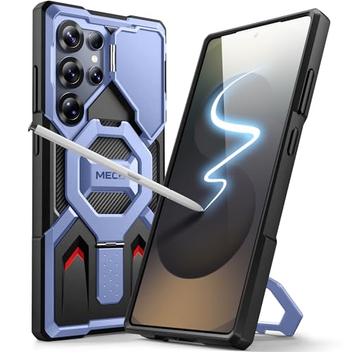 Tongate Magnetische Hülle für Samsung Galaxy S25 Ultra mit Ring Stand, [Kompatibel mit MagSafe][Kameraabdeckung Kickstand] Drop Stoßfest Robuste Handyhülle für S25 Ultra mit Schutzfolie 2025, Blau von Tongate