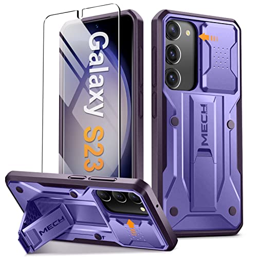 Tongate für Samsung Galaxy S23 Hülle mit Schiebeobjektivabdeckung & Bildschirmschutz, [10FT Militärischer Fallschutz] Robuste stoßfeste Handyhülle für Samsung S23 mit Kickstand, Lila von Tongate