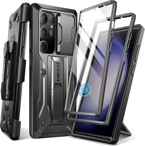 Tongate Schutzhülle für Samsung Galaxy S23 Ultra, [integrierte Schiebe-Kamera-Abdeckung und Displayschutzfolie] [2 Frontrahmen] Militärqualität, stoßfest, S23 Ultra Handyhülle mit Ständer und von Tongate