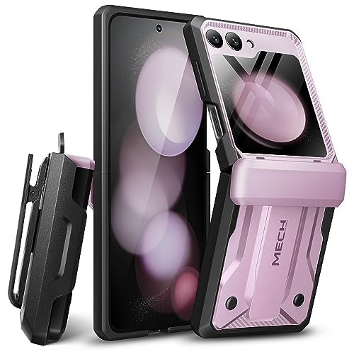 Tongate für Samsung Galaxy Z Flip 5 Hülle (2023), [Scharnierschutz] [eingebauter externer Bildschirmschutz und verstecktes Stativ] Militärische stoßfeste Handyhülle, mit Gürtelclip, Lavendel von Tongate