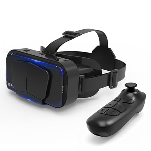 VR-Headset, 3D-Brille, Virtual-Reality-Headset mit Controller, Universal-VR-Set, Brille, Casque-Bündel, verstellbarer Pupillenabstand für Kinder und Erwachsene, 3D-Videospiel-Filme (Farbe: schwarz) von Tongdejing