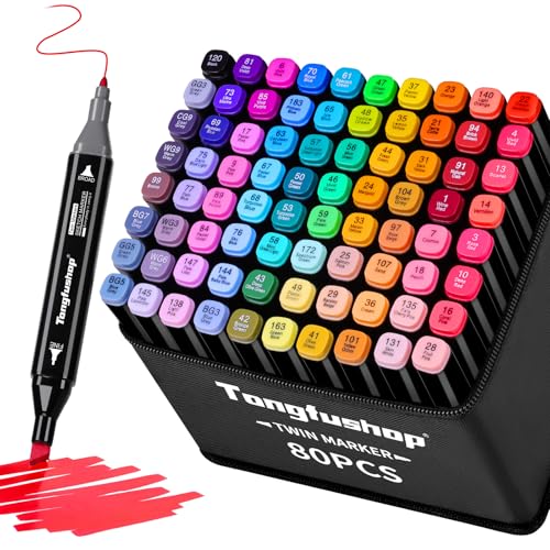 Tongfushop 80 Farben Marker auf Wasserbasis, Leuchtend Farbige und Leicht zu Reinigende Dual Tip Stifte, Hoher Farbechtheit, Sicher und Schnell Trocknend, Graffiti Stifte zum Ausmalen, Malen Tongfushop 80 Farben Marker auf Wasserbasis, Leuchtend Farbige und Leicht zu Reinigende Dual Tip Stifte, Hoher Farbechtheit, Sicher und Schnell Trocknend, Graffiti Stifte zum Ausmalen, Malen von Tongfushop