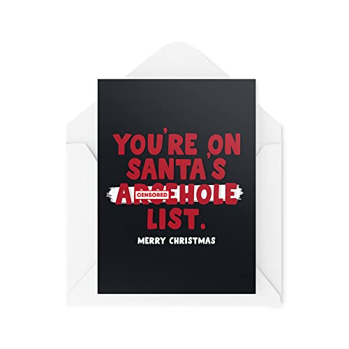 Lustige Weihnachtskarten | You're On Santa's Bad List | Weihnachtsgeschenk Weihnachtsfeier | Banter Funny | CBH1375 von Tongue in Peach
