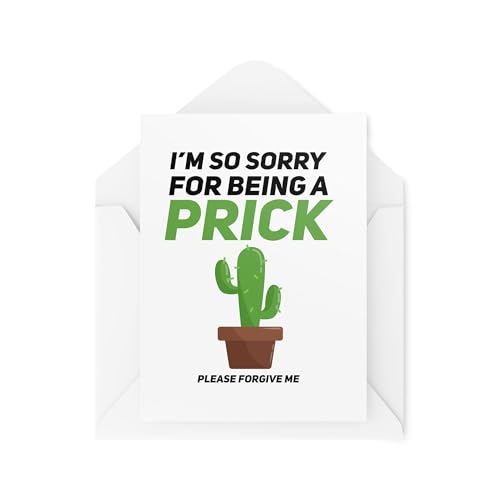 Tongue in Peach Entschuldigungskarten – I'm So Sorry for Being a Pr*ck Cactus Card – Lustige Entschuldigungskarte – Karten für Freunde – Karten zum Sorry sagen – CBH2021 von Tongue in Peach