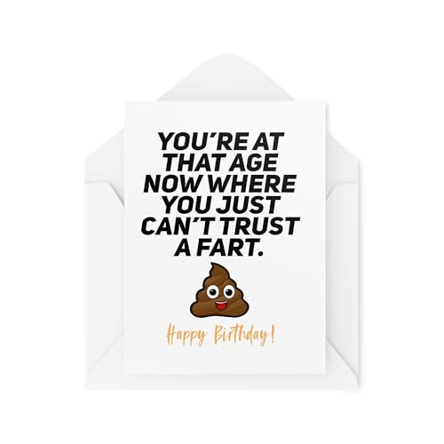 Tongue in Peach Lustige Geburtstagskarten für Freunde und Familie – At That Age Now Where You Just Can't Trust A Fart – Poo Joke – Old Age Joke Cards – CBH2049 von Tongue in Peach