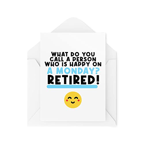 Tongue in Peach Lustige Ruhestandskarten | What Do You Call A Person Who Is Happy On A Monday Retirement Card | Banter Novelty Colleague Retiree | CBH1134 Tongue in Peach Lustige Ruhestandskarten | What Do You Call A Person Who Is Happy On A Monday Retirement Card | Banter Novelty Colleague Retiree | CBH1134 von Tongue in Peach