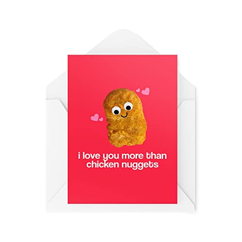 Tongue in Peach Lustige Valentinstagskarte – I Love You More Than Chicken Nuggets – Huhn Nugget Karte – Freundin Freund – Jahrestagskarte – CBH1447 von Tongue in Peach