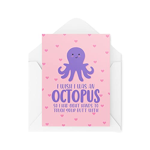 Tongue in Peach Lustige Valentinstagskarte – I Wish I Was an Octopus – Flirty Couples Karte – Freundin Karten – Freund Karten – Jahrestagskarte – CBH1444 von Tongue in Peach