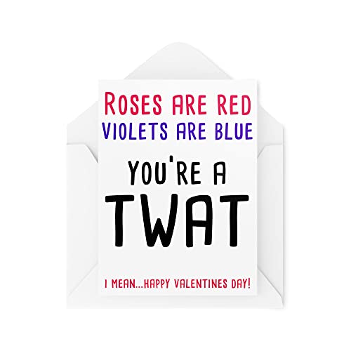 Tongue in Peach Lustige Valentinstagskarten, Rosen sind rot, blau, You're A Tw*t, Valentinstagskarten für Ihn, Karten für Sie, Comedy, Humor, Witz Banter, CBH302 von Tongue in Peach