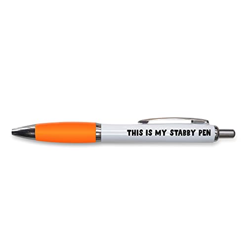 Tongue in Peach Lustiger Kugelschreiber mit Aufschrift This Is My Stabby, lustiges Witz-Schreibwaren, Orange PP61 von Tongue in Peach