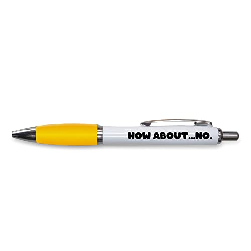 Tongue in Peach Lustiges Innovatives Push Pen Geschenk - Kugelschreiber - How About No - Lustiges Office Geschenk - Lustiges Witz Briefpapier - GELB - PP156 von Tongue in Peach