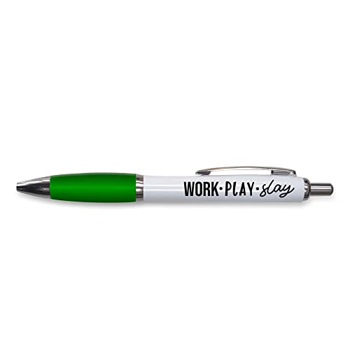 Tongue in Peach Lustiges Push-Pen Geschenk | Kugelschreiber Arbeitskollege Abschied Arbeit Geschenk | Work Play Slay | Funny Joke Stationary | Grün PP79 von Tongue in Peach