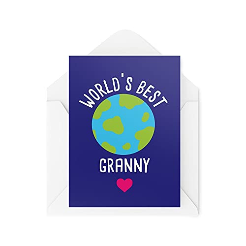 Tongue in Peach Niedliche Geburtstagskarte für Großeltern, Aufschrift „World's Best Granny“ für ihren Geburtstag von den Enkelkindern, originelles Geschenk für Mütter, Großmutter, Großmutter CBH556 von Tongue in Peach