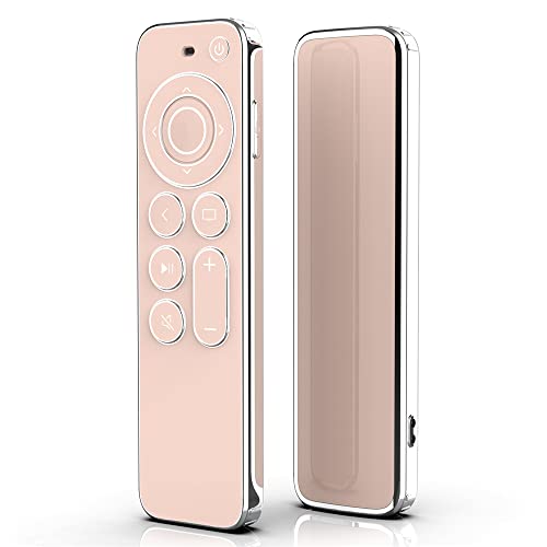 Remote Case für Apple TV 4k 2021 Remote TPU Soft Case Verhindern Kratzer TV Remote Case mit Fallschutz-Transparent mit Silberrand (Rosa) von Tonguk