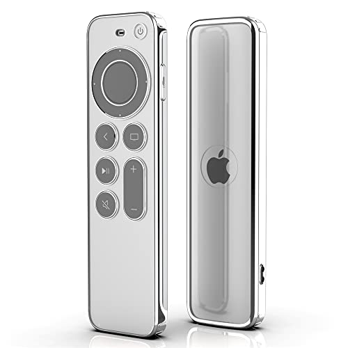 Remote Case für Apple TV 4k 2021 Remote TPU Soft Case Verhindern Kratzer TV Remote Case mit Fallschutz-Transparent mit Silberrand (durchsichtig) von Tonguk