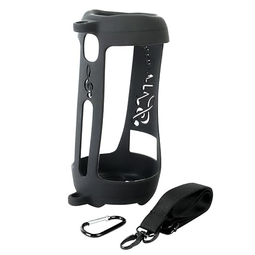 Silikon-Lautsprechertasche für JBL Pulse 5, Reise-Silikonhülle mit Riemen Karabiner drahtloser Bluetooth-Lautsprecher für JBL Pulse5 Case Portable Schutzhülle (Schwarz) von Tonguk