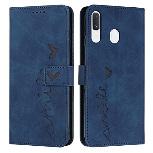 Tonny Samsung Galaxy A20 Heart Embossed Pattern Wallet with [Magnetic Closure] [Card Slots] [Stand] [Wrist Strap] Slim Cover for Samsung Galaxy A20 (3) von Tonny