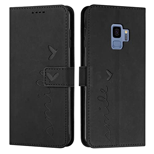 Tonny Samsung Galaxy S9 Heart Embossed Pattern Wallet with [Magnetic Closure] [Card Slots] [Stand] [Wrist Strap] Slim Cover for Samsung Galaxy S9 (3) von Tonny