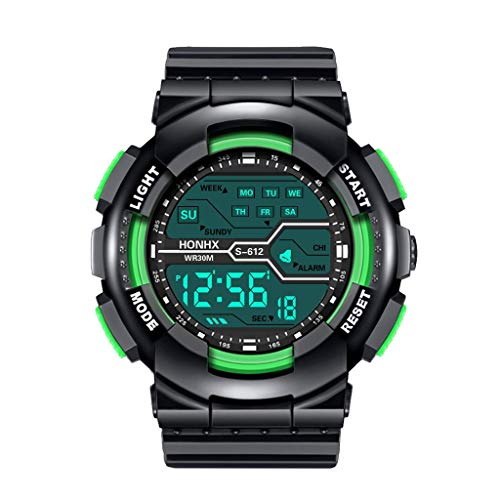 Tonsee Accessoire Herren Uhr Männer Edelstahl Sportmoden Herren Handgelenk LCD-Stoppuhr wasserdichte Datumsuhr Kautschuk Digital Boys Kinder Armbanduhr Jungen Klein (Green, One Size) von Tonsee Accessoire