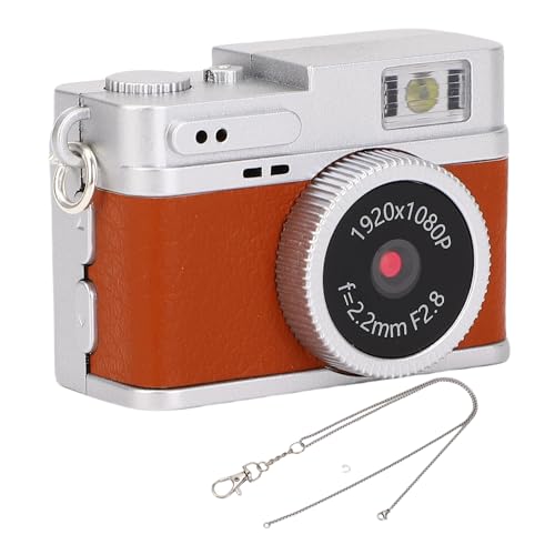 Digitale Retro-Kamera, Kleiner Schlüsselanhänger-Camcorder, 20 MP 1080P, 0,96-Zoll-Bildschirm, LED-Fülllicht, Tragbarer Videorecorder für den Außenbereich, Typ C Zum (Brown) von Tonysa