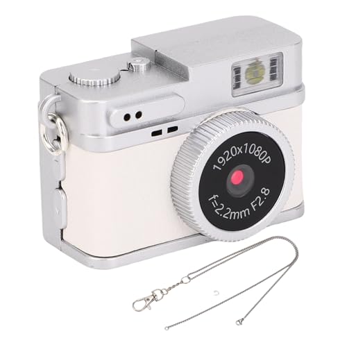 Digitale Retro-Kamera, Kleiner Schlüsselanhänger-Camcorder, 20 MP 1080P, 0,96-Zoll-Bildschirm, LED-Fülllicht, Tragbarer Videorecorder für den Außenbereich, Typ C Zum (White) von Tonysa