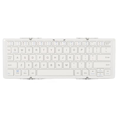 Faltbare Kabellose Tragbare -Tastatur, Ergonomische -3-Fach-Tastatur für Tablets und Smartphones, mit Unterstützung für, für IOS-Systeme, Leicht zu Tragen (Elfenbeinweiß) von Tonysa