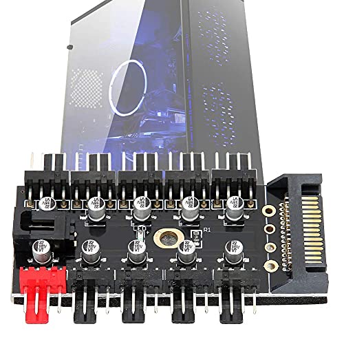 PC Chassis Fan Hub, Computer Tempreture Regulator, 4Pin CPU Kühlungs Hub, Lüfter Chassis Fan, Lüfter Drehzahlregler, Gehäuselüfter für Computergehäuse mit PWM Kabel(SATA) von Tonysa
