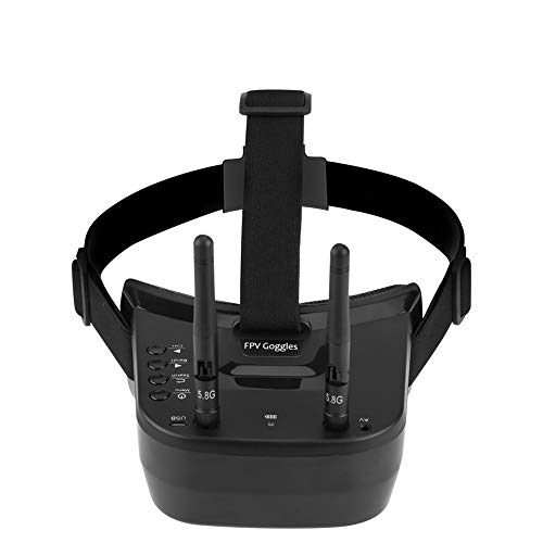 Tonysa 5,8 GHz Mini FPV Brille 3 Zoll 40 Kanal FPV Video Headset Brille 480 * 320 LCD Bildschirm mit doppelten RP SMA Antenne/1200 mAh Batterie für FPV Racing Drone Quadcopter von Tonysa