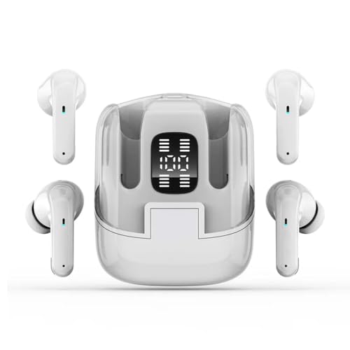 Tonysa Drahtlose Ohrhörer BT 5.0, HiFi Stereo Sound, 30 Stunden Spielzeit mit LED Akku Display, Geräuschreduzierung, Zwei Paare von Kopfhörern für Partner oder Freund von Tonysa