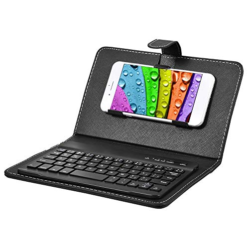 Tonysa Universelle kabellose Bluetooth-Tastatur, Mini-Bluetooth-Tastatur mit Schutzhülle, faltbare Tastatur für eine Breite von 6–9,5 cm (schwarz) von Tonysa