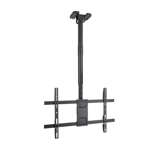 TOOQ LPCE1186TSLI-B Deckenhalterung, ausziehbar, neigbar und drehbar, für Bildschirme 109 cm (43-86 Zoll), bis 60 kg, VESA bis 600 x 400, Schwarz von TooQ