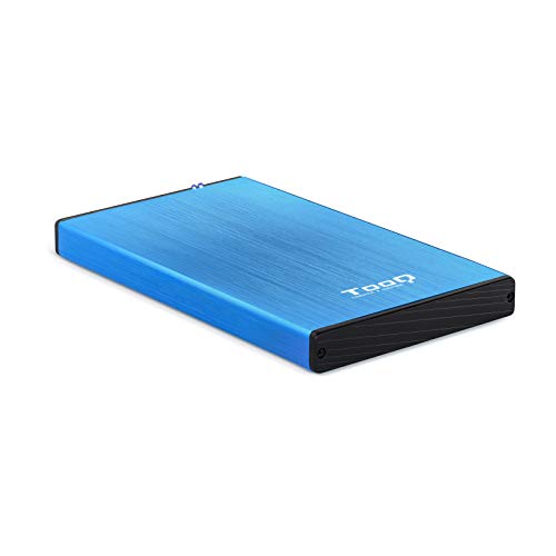 TOOQ TQE-2527BL – Gehäuse für 2,5-Zoll-HDD-Festplatten, (SATA I/II/III bis 9,5 mm Höhe, USB 3.0), Aluminium, LED-Anzeige, blau, 50 g von TooQ