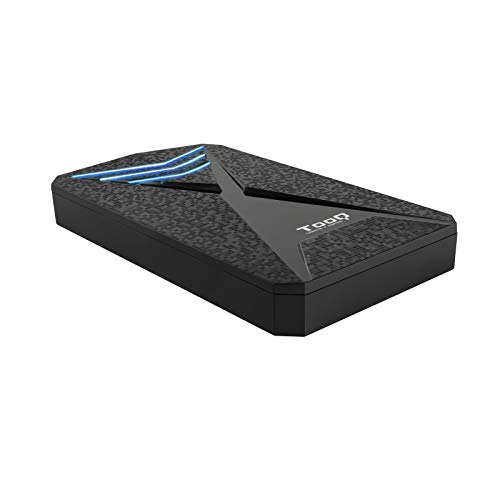 TOOQ TQE-2550BL – Gehäuse für 2,5-Zoll-HDD-Festplatten, (SATA I/II/III bis zu 9,5 mm hoch, USB 3.0), Gaming, ABS-Kunststoff, Blaue LED-Anzeige, schwarz von TooQ