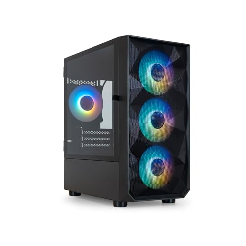 TOOQ TQGCC901-B – „Seizure“ Micro-ATX/Mini-ITX Minitower-Gaming-Gehäuse, gehärtetes Glas, inklusive 4 ARGB-Lüfter, Schwarz von TooQ