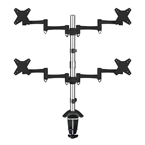 TooQ DB2023TN-B - Schwenk- und neigbarer Tischständer für 4 Monitore oder LED/LCD Fernseher (von 13 "bis 23", bis zu 15 kg Gewicht pro Arm, höhenverstellbar bis 170 mm, Neigung +/- 15 ° und 360 ° Drehung) VESA 75x75/100x100, schwarz von TooQ