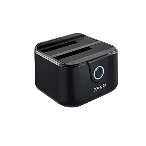 TooQ TQDS-802B - Dockingstation Anschlussbasis mit doppeltem SATA Schacht für 2,5 und 3,5 Zoll Laufwerke, USB 3.0 und USB 2.0-HOST, Offline CLONE Funktion, Farbe Schwarz von TooQ