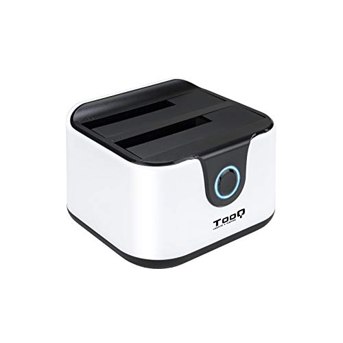 TooQ TQDS-802BW - Dockingstation Anschlussbasis mit doppeltem SATA Schacht für 2,5 und 3,5 Zoll Laufwerke, USB 3.0 und USB 2.0 Host, CLONE Funktion offline, Farbe weiß von TooQ