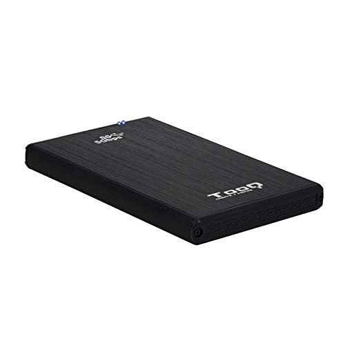 TooQ TQE-2522B - Gehäuse für 2,5 Zoll Festplatten (SATA I/II/III bis 9,5 mm Höhe, USB 3.0), Aluminium, LED Anzeige, schwarz, 80 g von TooQ