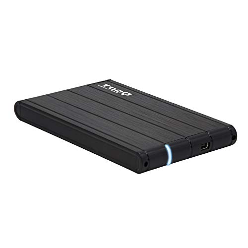 TooQ TQE-2530B - Gehäuse für 2,5" Zoll Festplatten (SATA I/II/III bis 9,5 mm Höhe, USB 3.0), Aluminium, LED Anzeige, schwarz, 50 g von TooQ