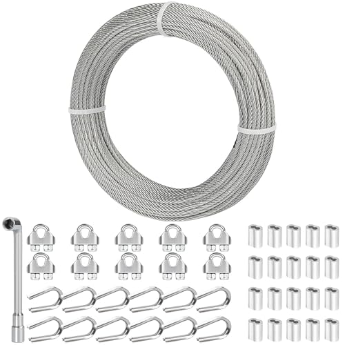 TooTaci 3mm Drahtseil Set – 30M 304 Edelstahlkabel, 7×7 Litzen Schwerlast-Hängekabel mit M3 Seilklemmen, Crimphülsen & Kauschen für Rankhilfen, Zaunverstärkung & Lichterketten TooTaci 3mm Drahtseil Set – 30M 304 Edelstahlkabel, 7×7 Litzen Schwerlast-Hängekabel mit M3 Seilklemmen, Crimphülsen & Kauschen für Rankhilfen, Zaunverstärkung & Lichterketten von TooTaci