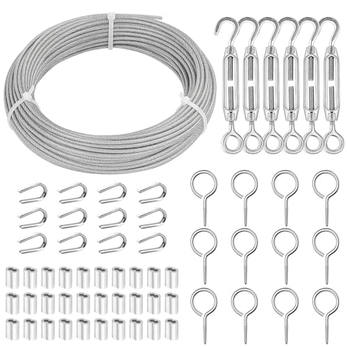 TooTaci 30M Drahtseil-Set – 3mm Vinylummanteltes Edelstahlseil mit M4 Spannschlössern, Perfekt für Spalier, Gartenstützen, Lichterketten & Wäscheleinen TooTaci 30M Drahtseil-Set – 3mm Vinylummanteltes Edelstahlseil mit M4 Spannschlössern, Perfekt für Spalier, Gartenstützen, Lichterketten & Wäscheleinen von TooTaci