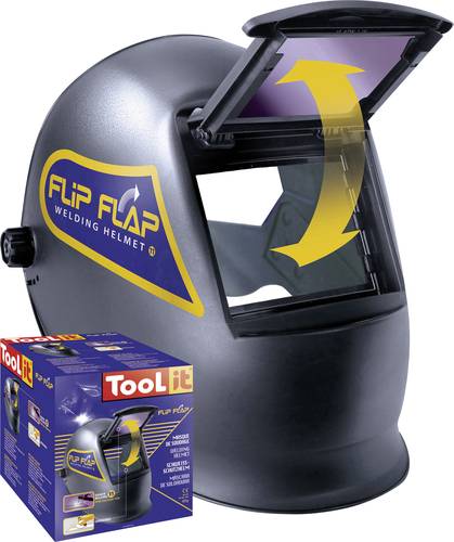Toolit FLIP-FLAP 042513 Schweißerschutzhelm EN 166, EN 168, EN 175 Schwarz von Toolit