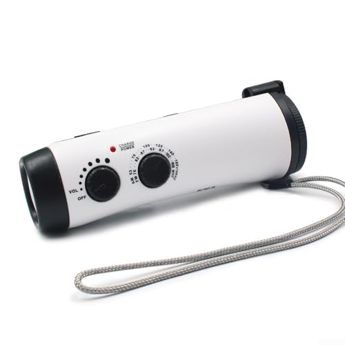 Multifunktions-Handkurbel-Radio, mit LED-Taschenlampe, Ladegerät eingebauter Taschenlampe und Stromgenerator für Notfälle (weiß) von ToolsEvery