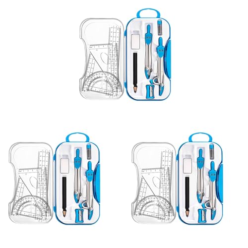 Toolvvik Geometrie Set 30 StüCk Mathe ZubehöR Kit, EinschließLich, Winkelmesser, Lineal, Radiergummi, Bleistift, zum Zeichnen und Messen von Toolvvik
