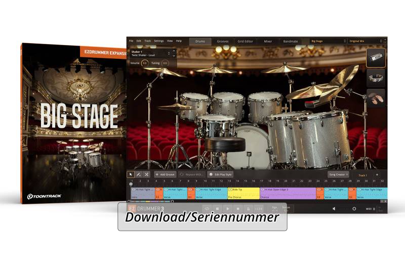 ToonTrack EZdrummer Big Stage EZX (Licence Key) von Toontrack