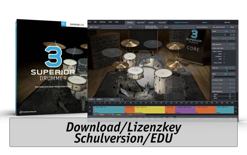 ToonTrack Superior Drummer 3 (Download/Licence Key) Schulversion/EDU von Toontrack